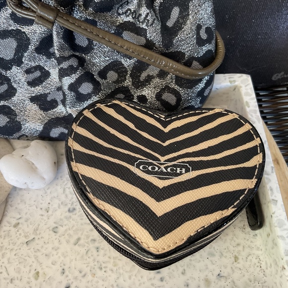 Coach Animal Print Bundle! New metallic wristlet, pouch, bag/Jewelry trinket box - Picture 4 of 15